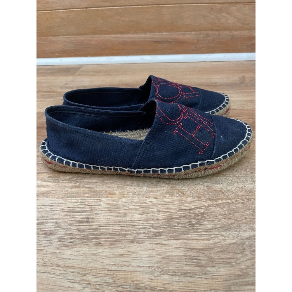 Carolina Herrera Women's Espadrilles Size 40 Canvas & Jute Navy Red - Picture 2 of 7